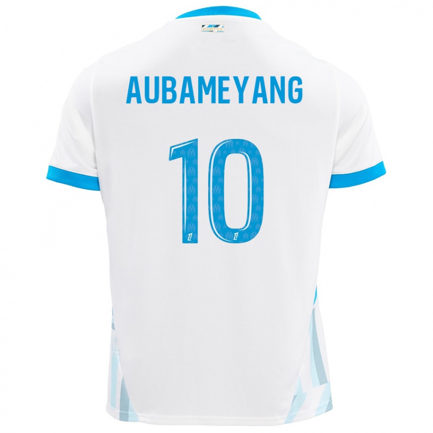 Niño Camiseta Pierre-Emerick Aubameyang #10 Blanco Azul Cielo 1ª Equipación 2024/25 La Camisa México