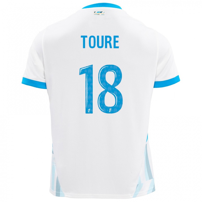 Niño Camiseta Isaak Toure #18 Blanco Azul Cielo 1ª Equipación 2024/25 La Camisa México