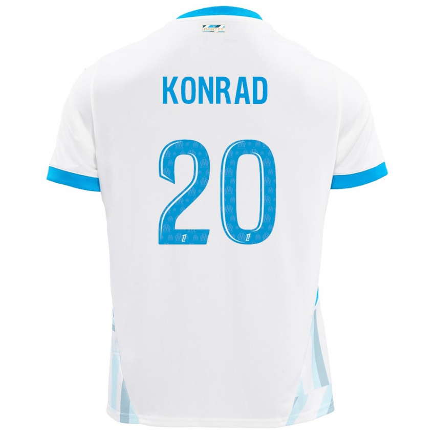 Niño Camiseta Konrad De La Fuente #20 Blanco Azul Cielo 1ª Equipación 2024/25 La Camisa México