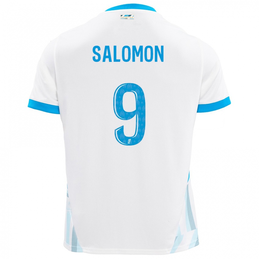 Niño Camiseta Maeva Salomon #9 Blanco Azul Cielo 1ª Equipación 2024/25 La Camisa México