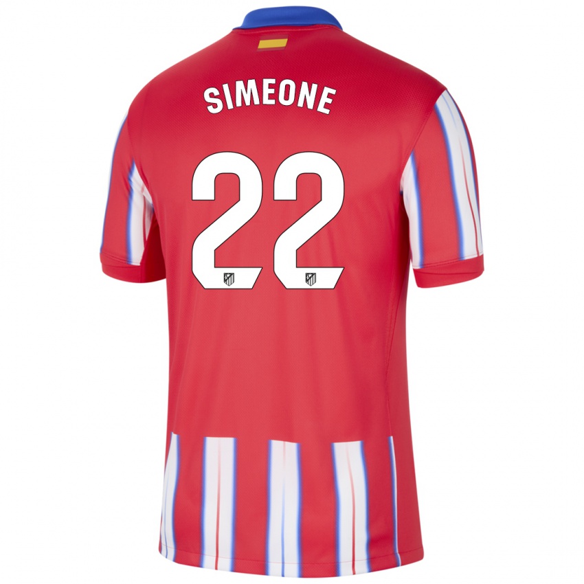 Niño Camiseta Giuliano Simeone #22 Rojo Blanco Azul 1ª Equipación 2024/25 La Camisa México