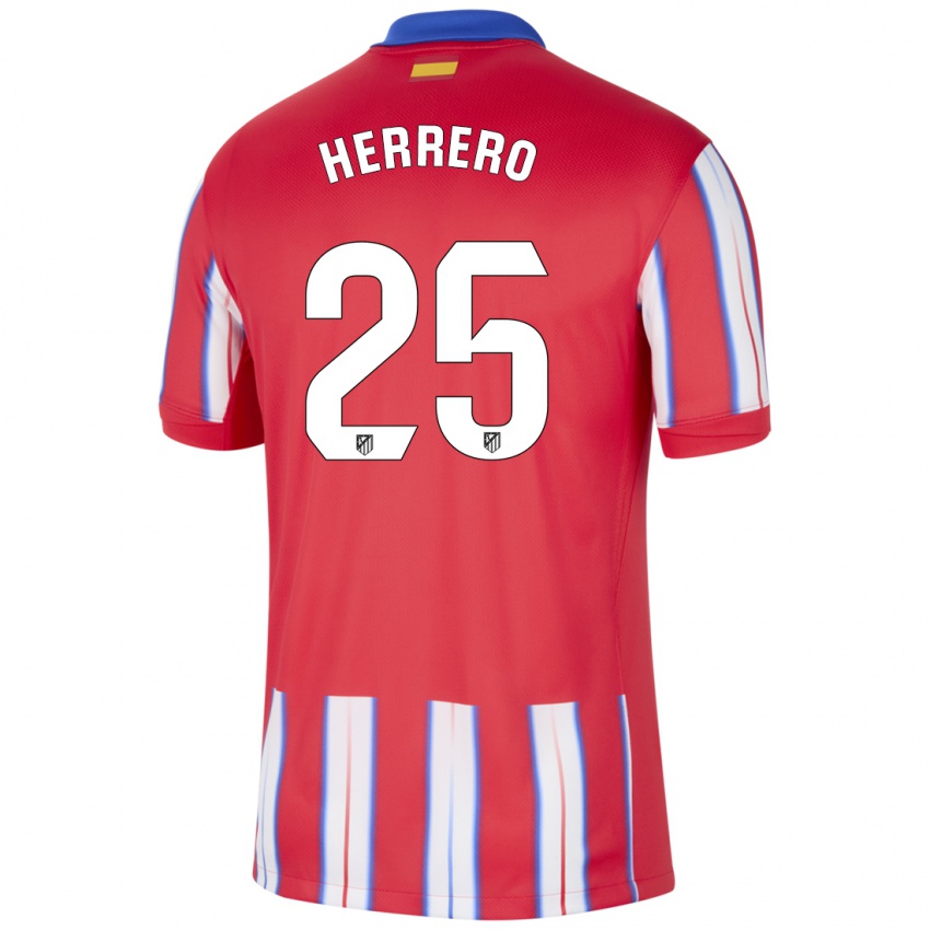 Niño Camiseta Alex Herrero #25 Rojo Blanco Azul 1ª Equipación 2024/25 La Camisa México