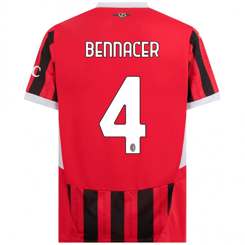 Niño Camiseta Ismael Bennacer #4 Rojo Negro 1ª Equipación 2024/25 La Camisa México