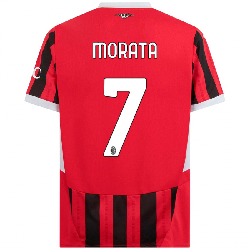 Niño Camiseta Alvaro Morata #7 Rojo Negro 1ª Equipación 2024/25 La Camisa México