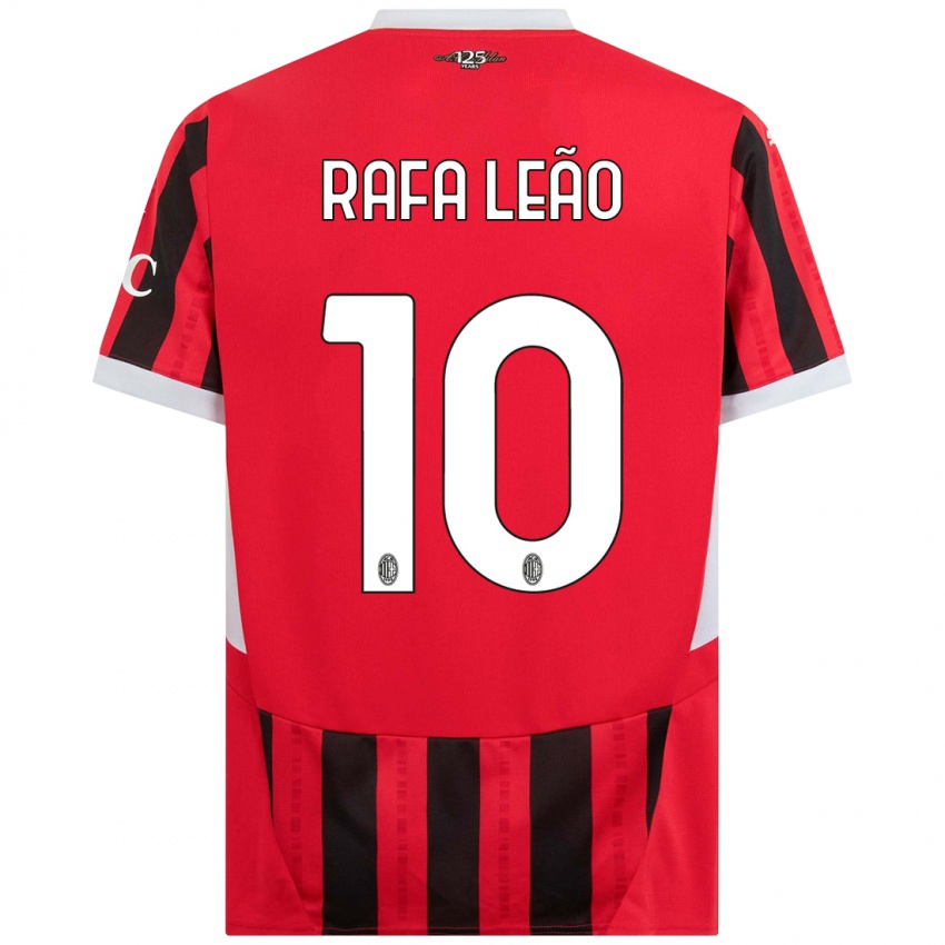 Niño Camiseta Rafael Leao #10 Rojo Negro 1ª Equipación 2024/25 La Camisa México