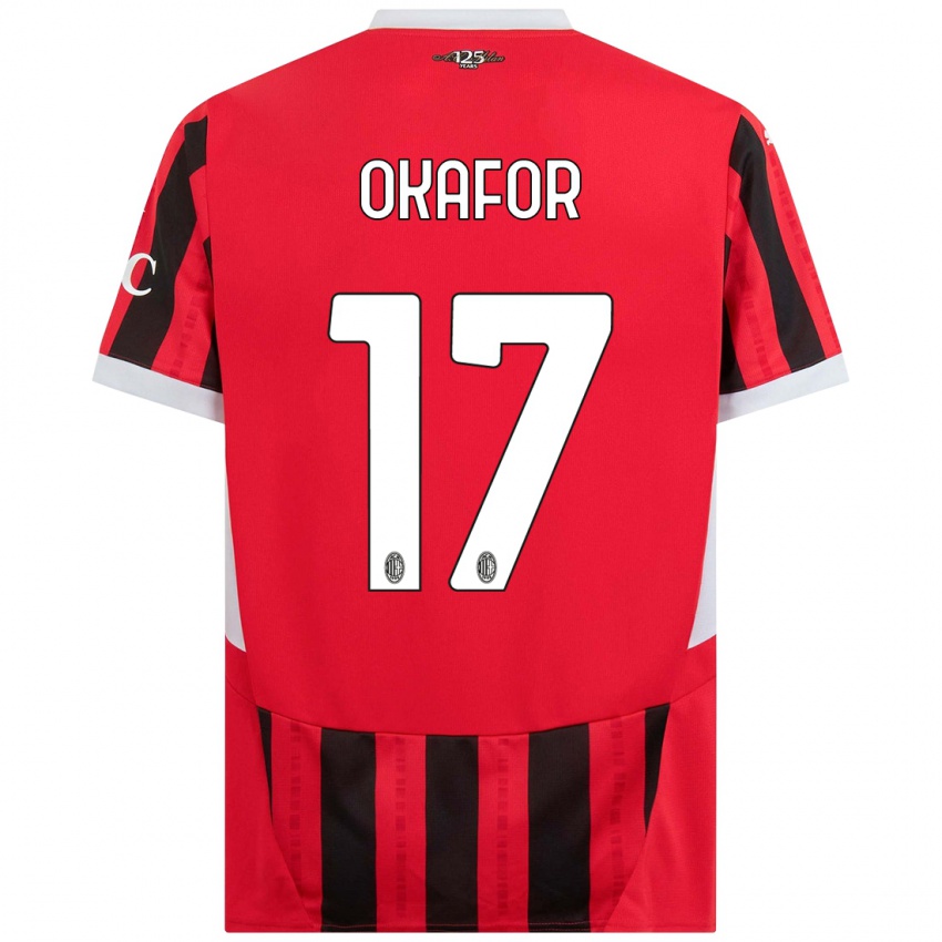 Niño Camiseta Noah Okafor #17 Rojo Negro 1ª Equipación 2024/25 La Camisa México