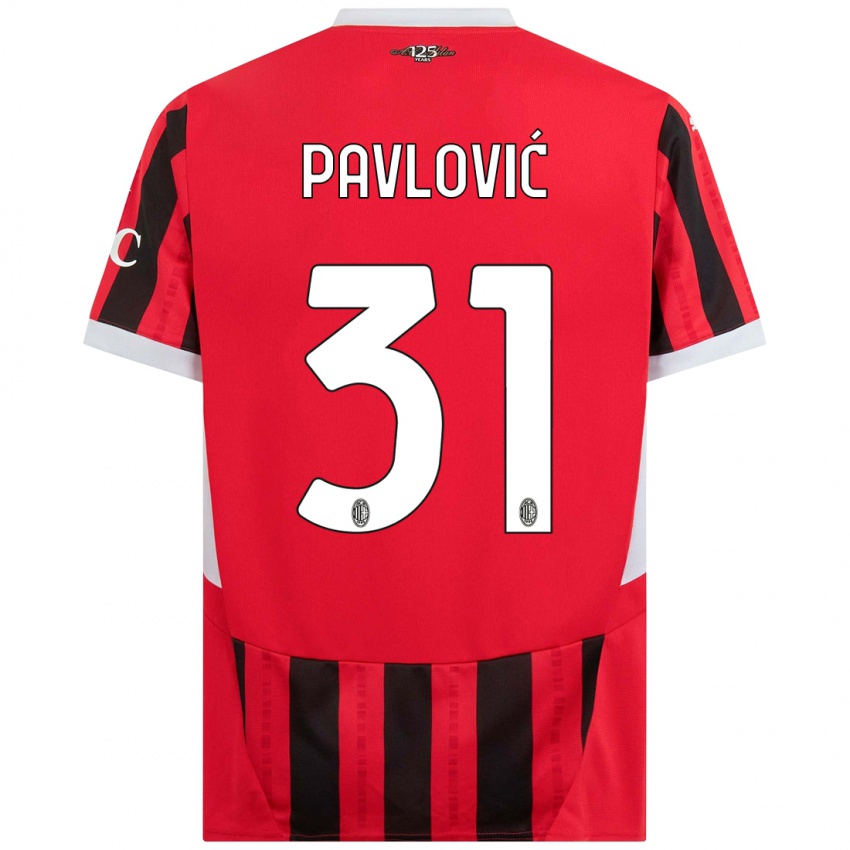 Niño Camiseta Strahinja Pavlović #31 Rojo Negro 1ª Equipación 2024/25 La Camisa México