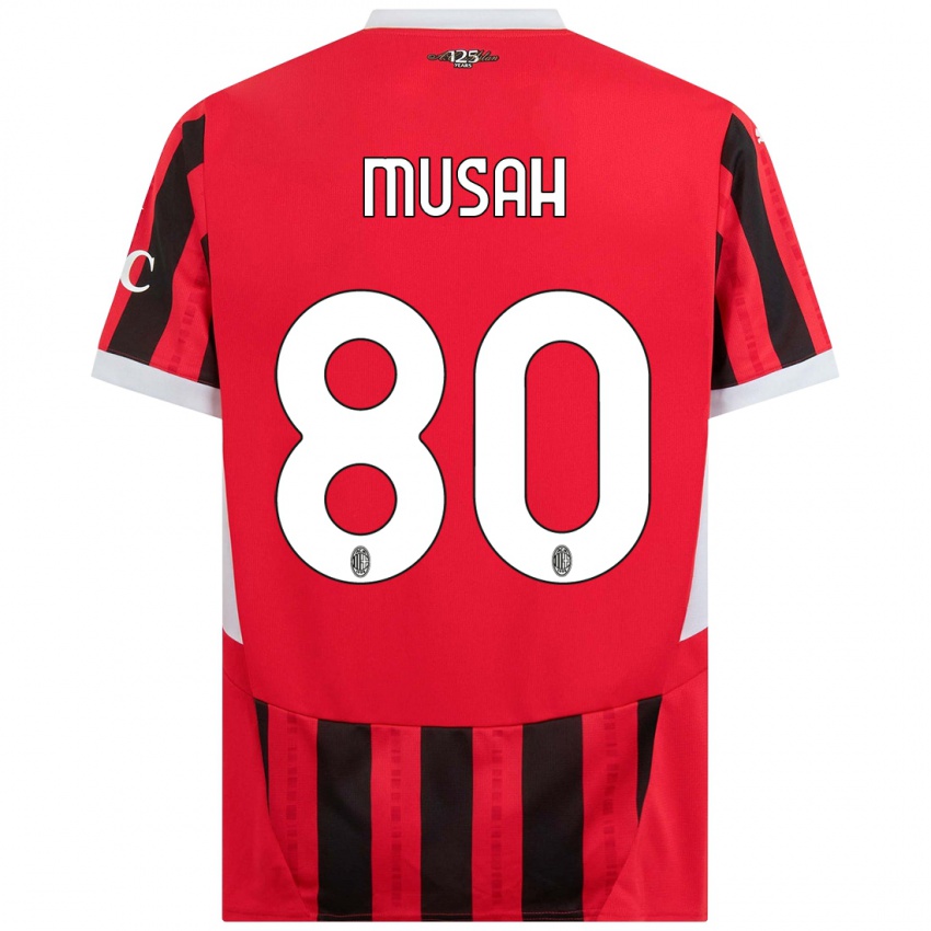 Niño Camiseta Yunus Musah #80 Rojo Negro 1ª Equipación 2024/25 La Camisa México