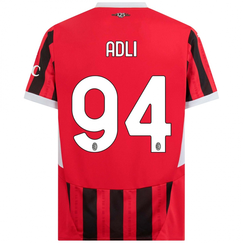 Niño Camiseta Yacine Adli #94 Rojo Negro 1ª Equipación 2024/25 La Camisa México