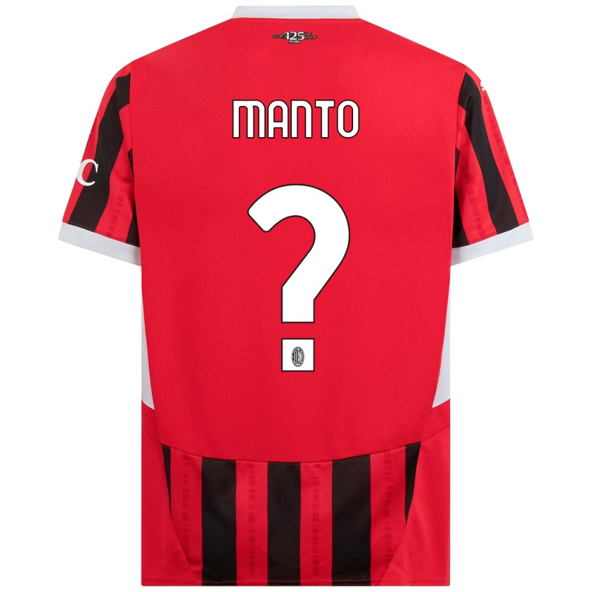 Niño Camiseta Gaetano Manto #0 Rojo Negro 1ª Equipación 2024/25 La Camisa México