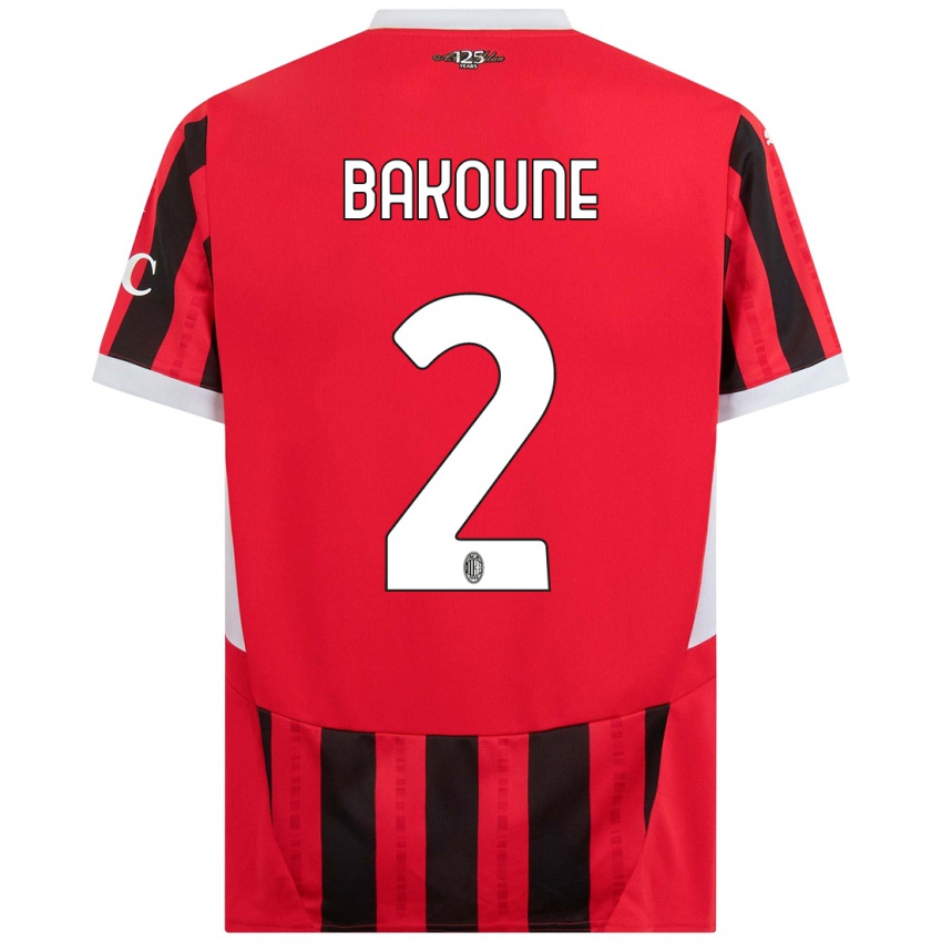 Niño Camiseta Adam Bakoune #2 Rojo Negro 1ª Equipación 2024/25 La Camisa México