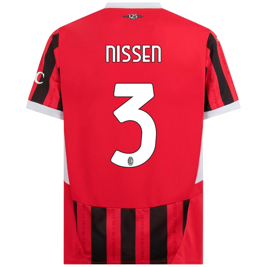 Niño Camiseta Fredrik Nissen #3 Rojo Negro 1ª Equipación 2024/25 La Camisa México