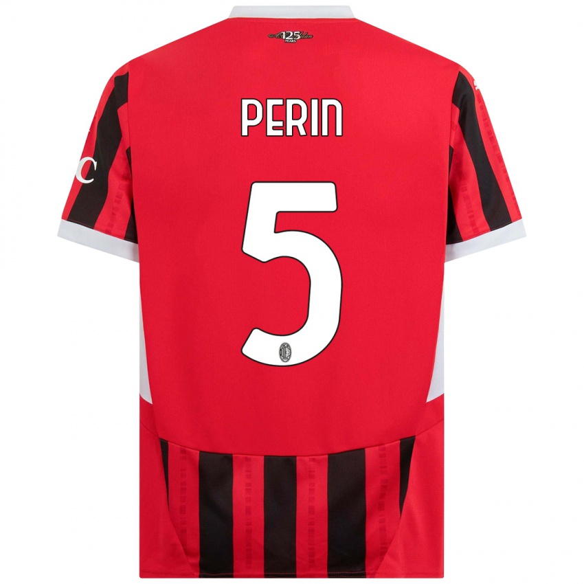 Niño Camiseta Ernesto Perin #5 Rojo Negro 1ª Equipación 2024/25 La Camisa México