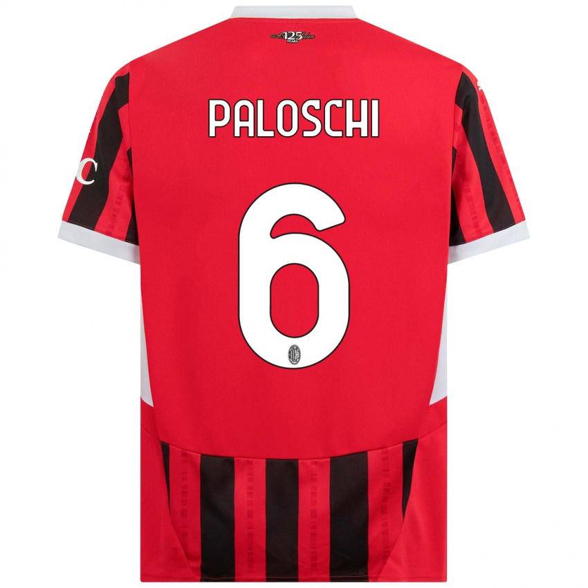 Niño Camiseta Dorian Paloschi #6 Rojo Negro 1ª Equipación 2024/25 La Camisa México