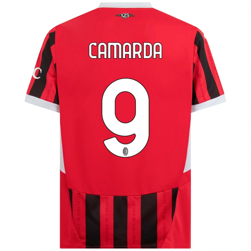 Niño Camiseta Francesco Camarda #9 Rojo Negro 1ª Equipación 2024/25 La Camisa México