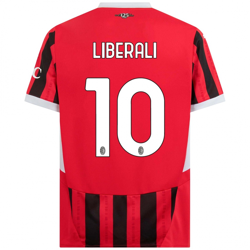 Niño Camiseta Mattia Liberali #10 Rojo Negro 1ª Equipación 2024/25 La Camisa México