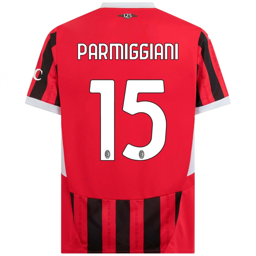 Niño Camiseta Pietro Parmiggiani #15 Rojo Negro 1ª Equipación 2024/25 La Camisa México