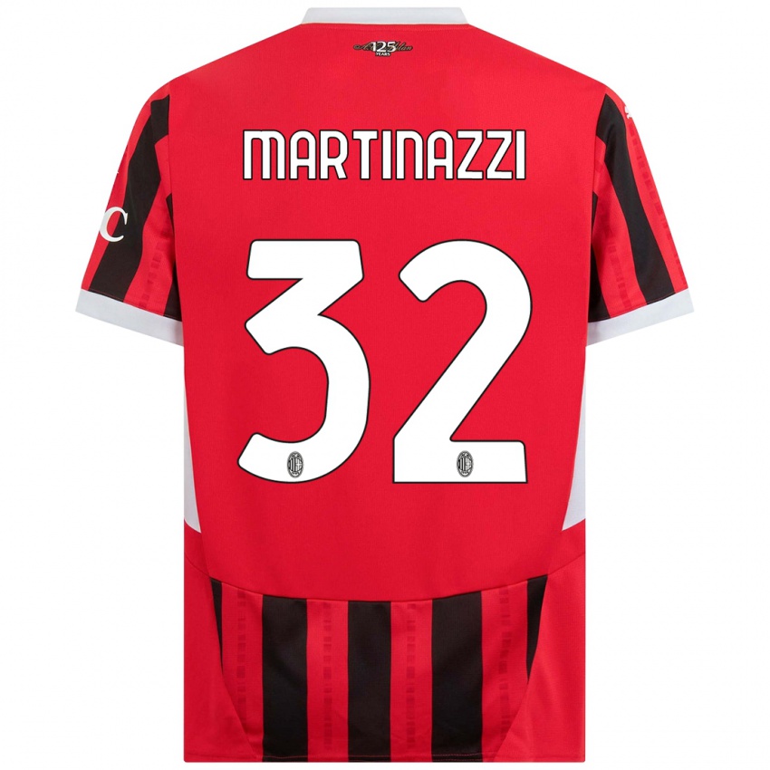 Niño Camiseta Luca Martinazzi #32 Rojo Negro 1ª Equipación 2024/25 La Camisa México