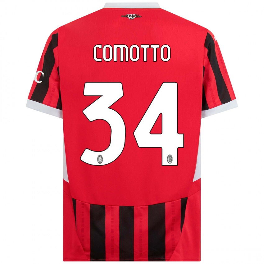 Niño Camiseta Christian Comotto #34 Rojo Negro 1ª Equipación 2024/25 La Camisa México