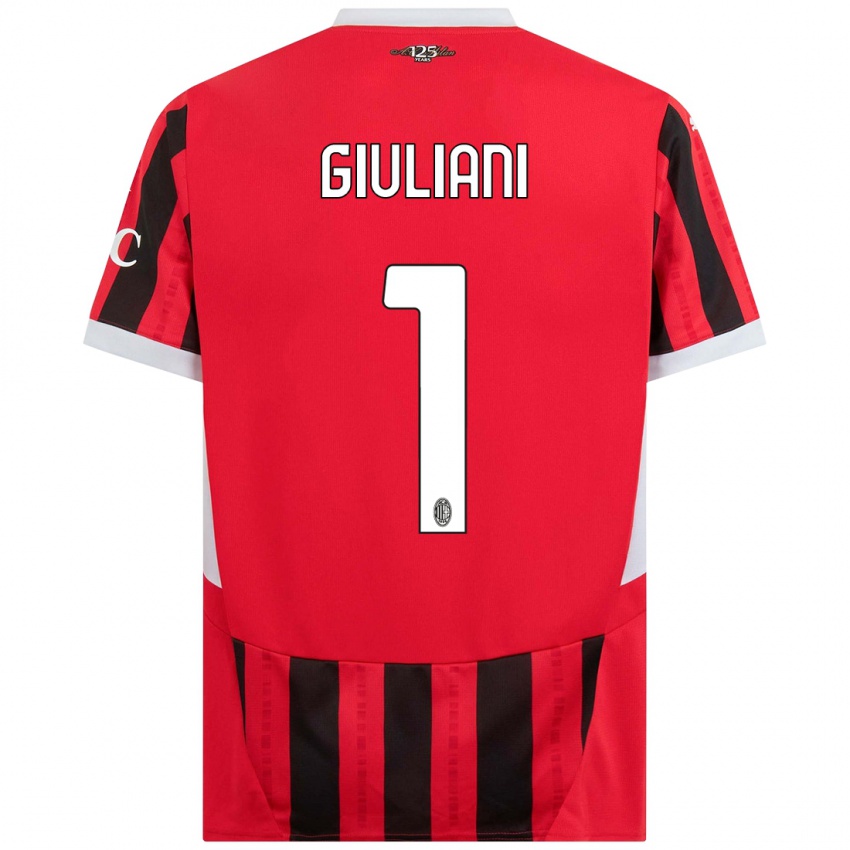 Niño Camiseta Laura Giuliani #1 Rojo Negro 1ª Equipación 2024/25 La Camisa México