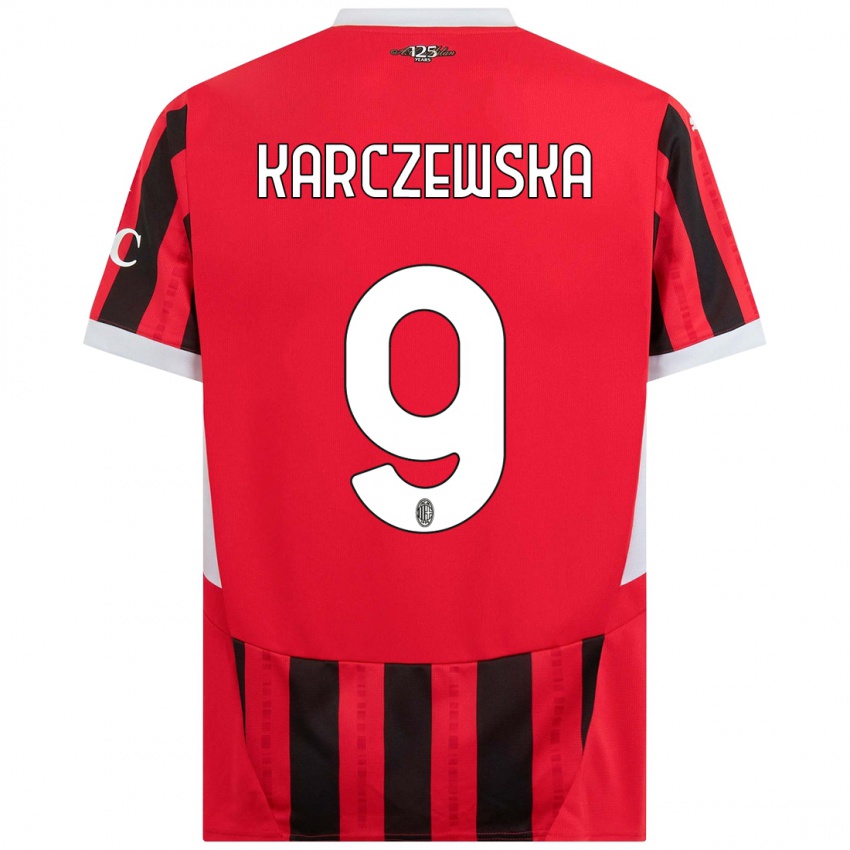 Niño Camiseta Nikola Karczewska #9 Rojo Negro 1ª Equipación 2024/25 La Camisa México