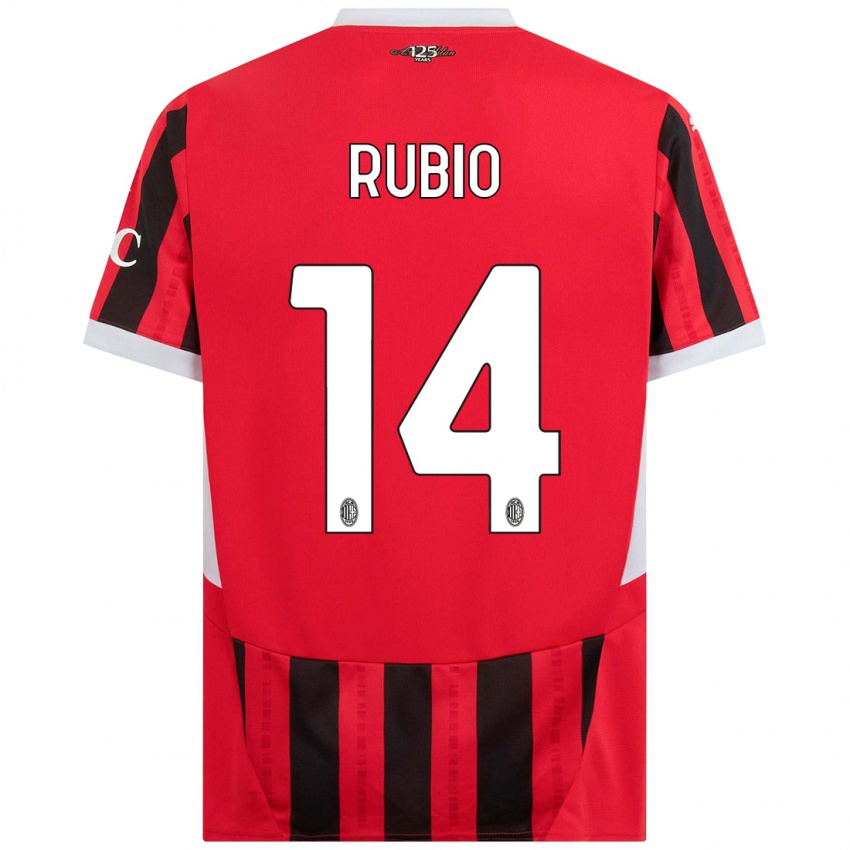 Niño Camiseta Silvia Rubio #14 Rojo Negro 1ª Equipación 2024/25 La Camisa México