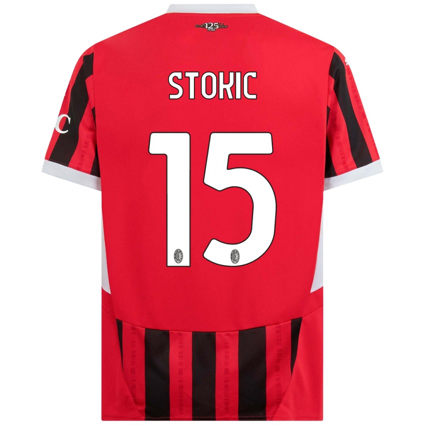 Niño Camiseta Sara Stokić #15 Rojo Negro 1ª Equipación 2024/25 La Camisa México