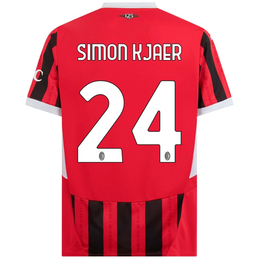 Niño Camiseta Simon Kjaer #24 Rojo Negro 1ª Equipación 2024/25 La Camisa México