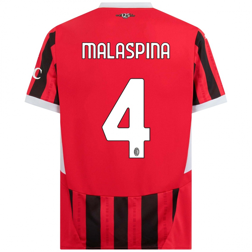 Niño Camiseta Mattia Malaspina #4 Rojo Negro 1ª Equipación 2024/25 La Camisa México