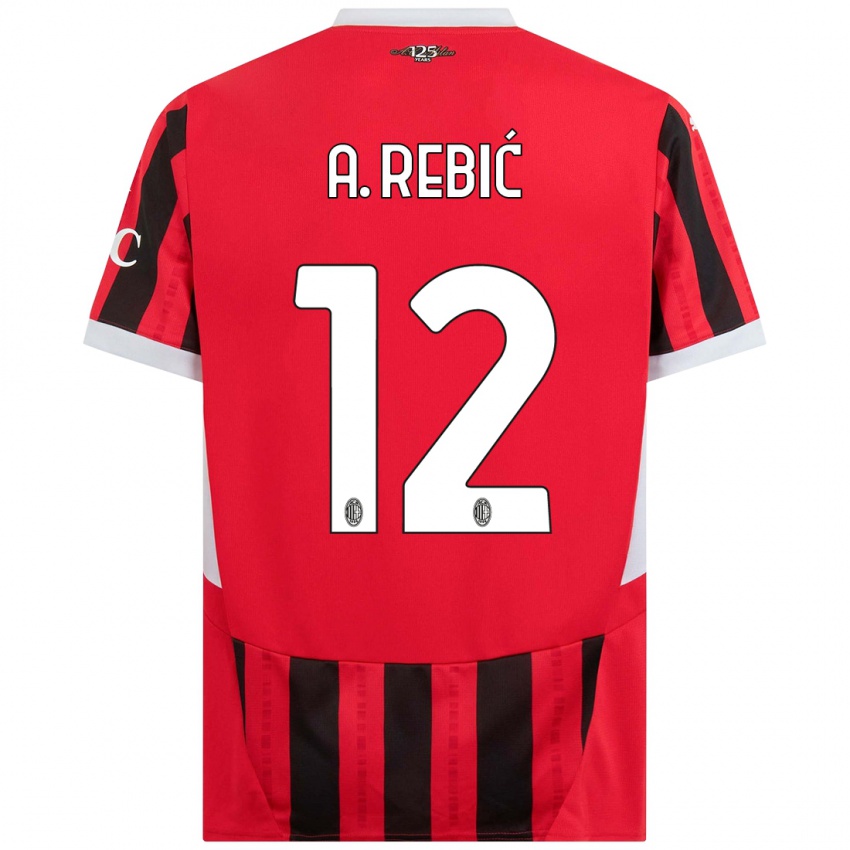 Niño Camiseta Ante Rebic #12 Rojo Negro 1ª Equipación 2024/25 La Camisa México