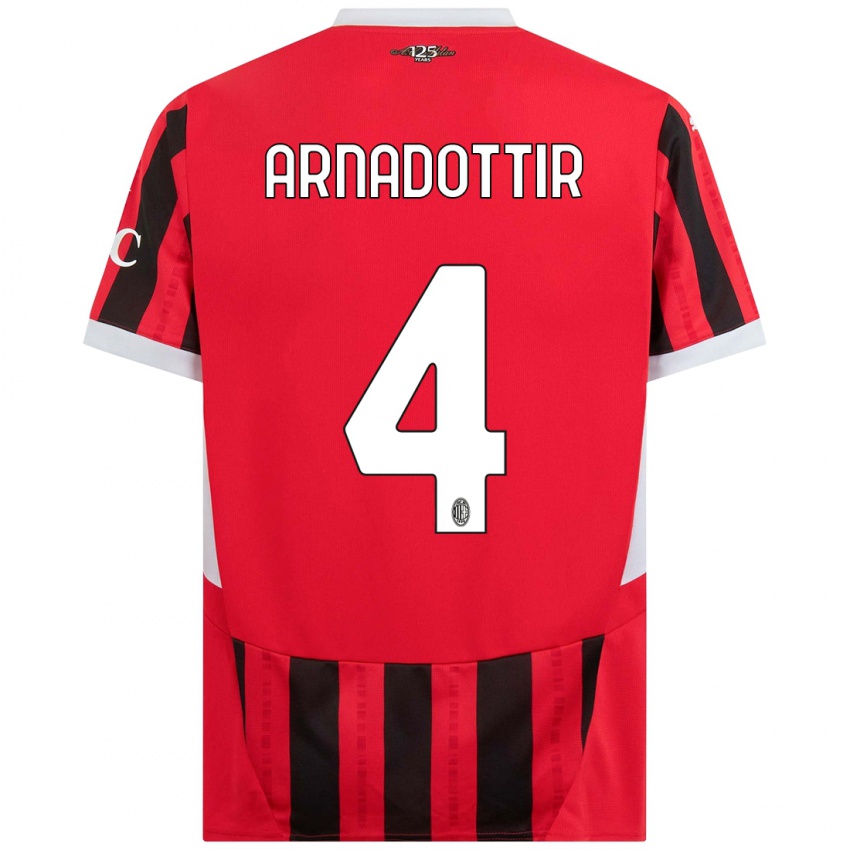 Niño Camiseta Guony Arnadottir #4 Rojo Negro 1ª Equipación 2024/25 La Camisa México