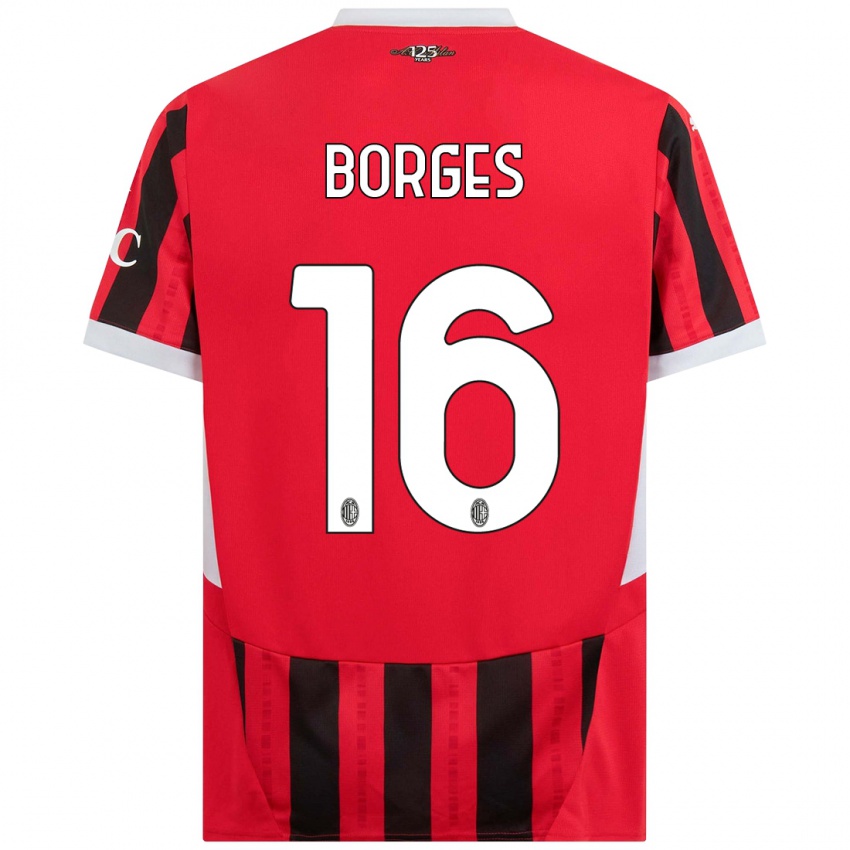 Niño Camiseta Lenny Borges #16 Rojo Negro 1ª Equipación 2024/25 La Camisa México