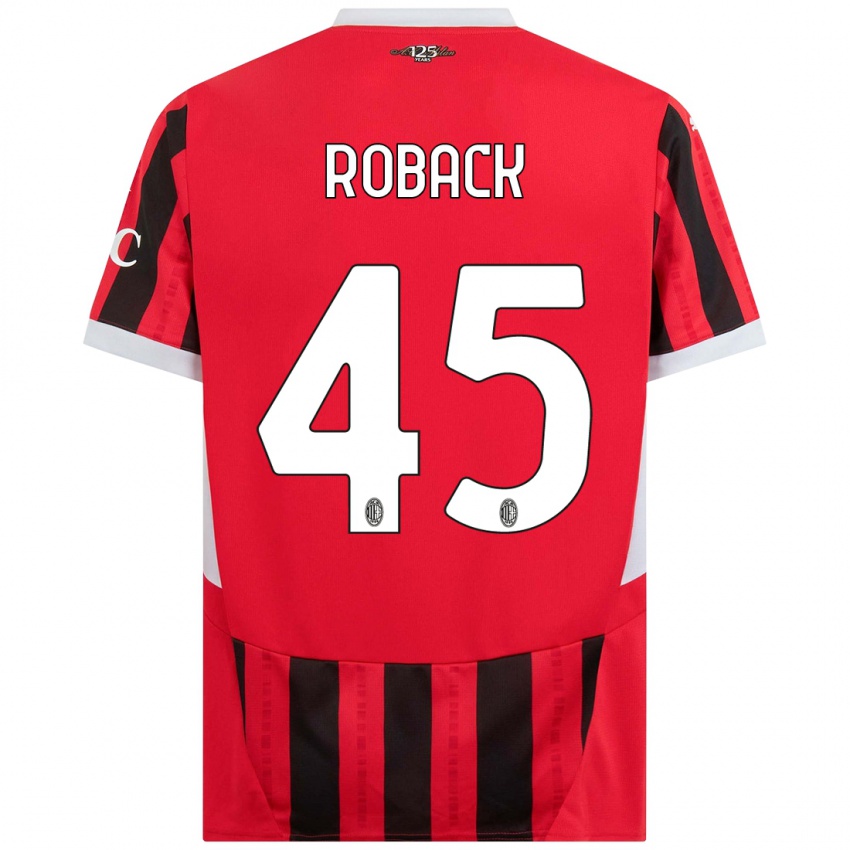 Niño Camiseta Emil Roback #45 Rojo Negro 1ª Equipación 2024/25 La Camisa México