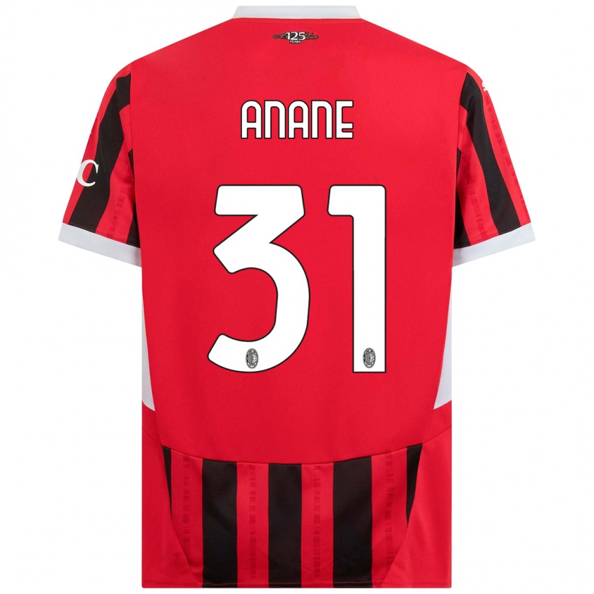 Niño Camiseta Emmanuel Anane #31 Rojo Negro 1ª Equipación 2024/25 La Camisa México