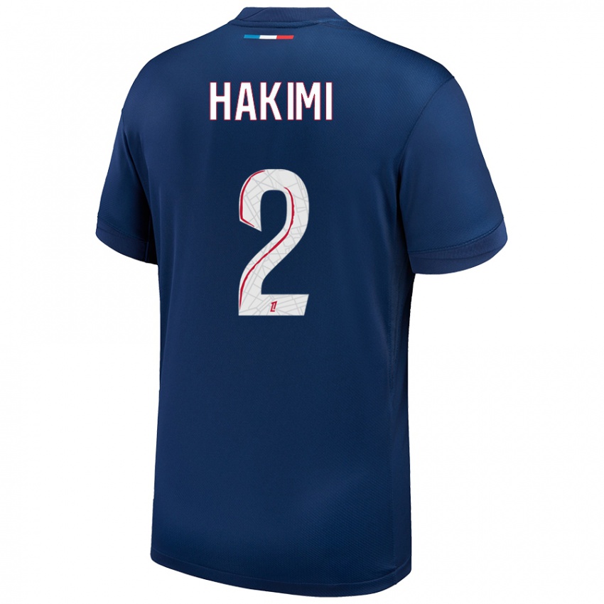 Niño Camiseta Achraf Hakimi #2 Azul Marino Blanco 1ª Equipación 2024/25 La Camisa México