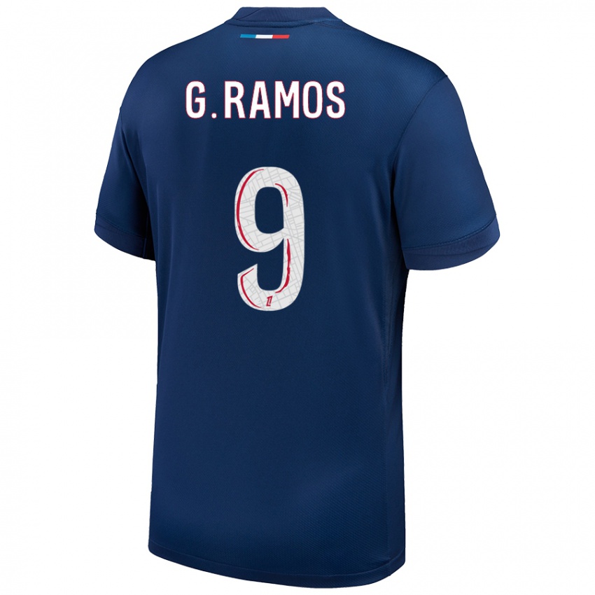 Niño Camiseta Gonçalo Ramos #9 Azul Marino Blanco 1ª Equipación 2024/25 La Camisa México