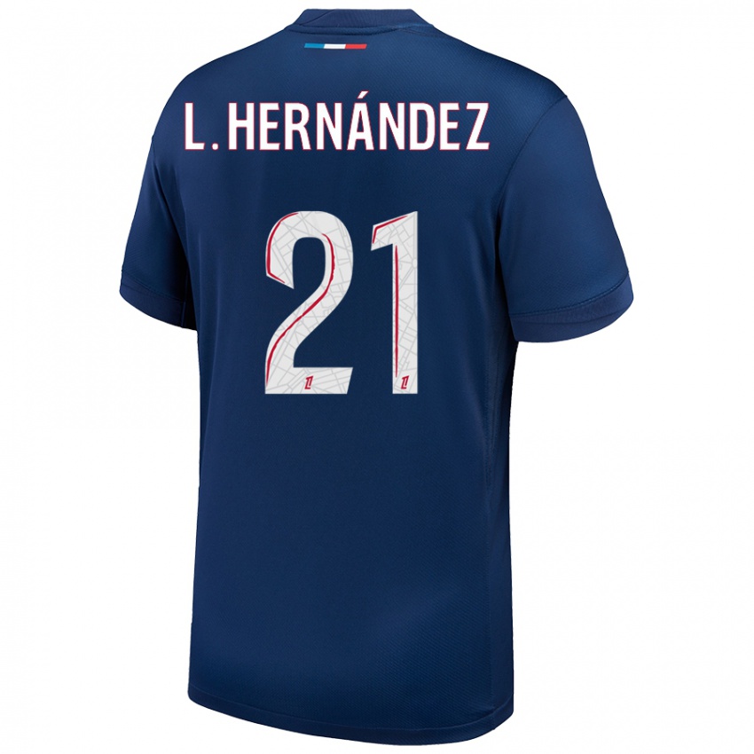 Niño Camiseta Lucas Hernández #21 Azul Marino Blanco 1ª Equipación 2024/25 La Camisa México