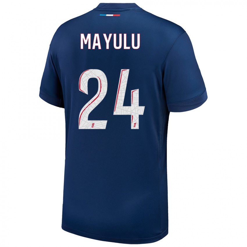 Niño Camiseta Senny Mayulu #24 Azul Marino Blanco 1ª Equipación 2024/25 La Camisa México