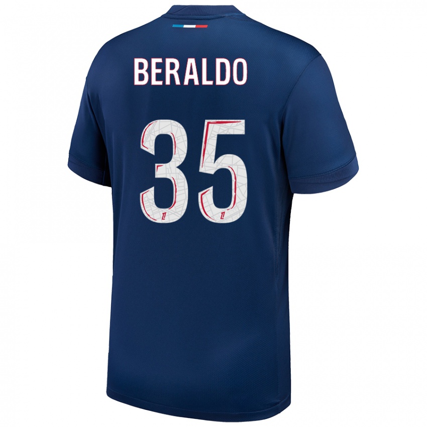 Niño Camiseta Lucas Beraldo #35 Azul Marino Blanco 1ª Equipación 2024/25 La Camisa México