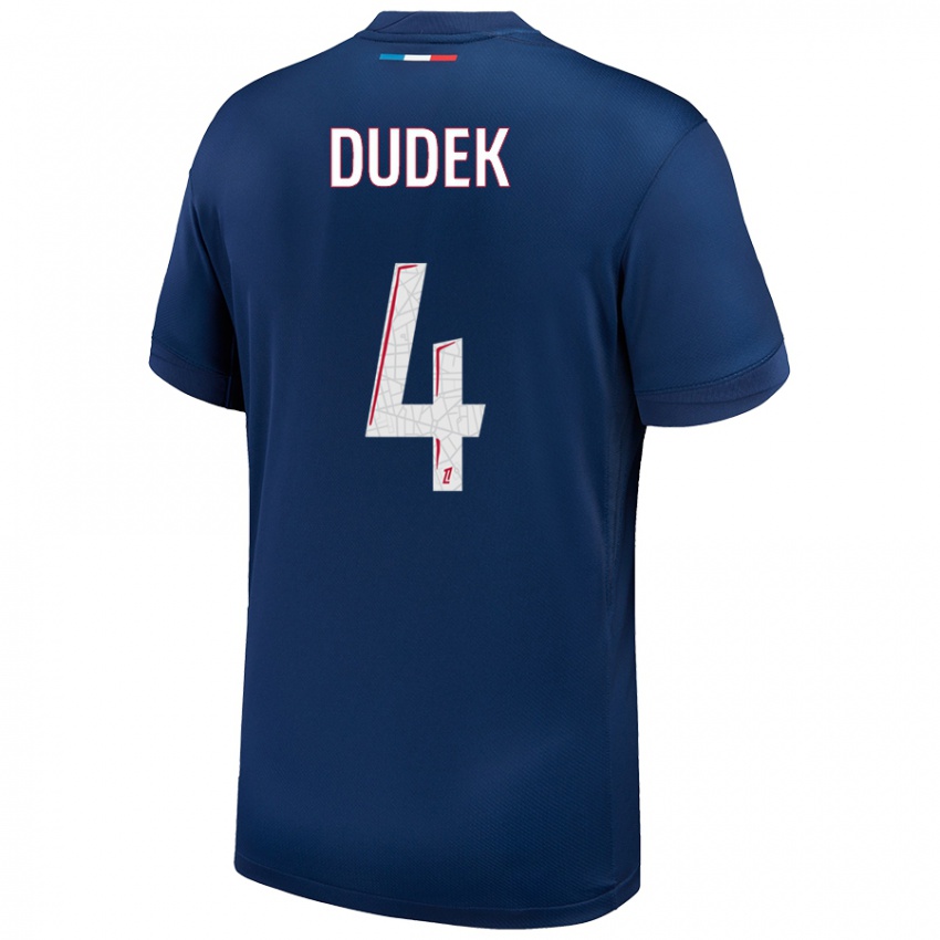 Niño Camiseta Paulina Dudek #4 Azul Marino Blanco 1ª Equipación 2024/25 La Camisa México