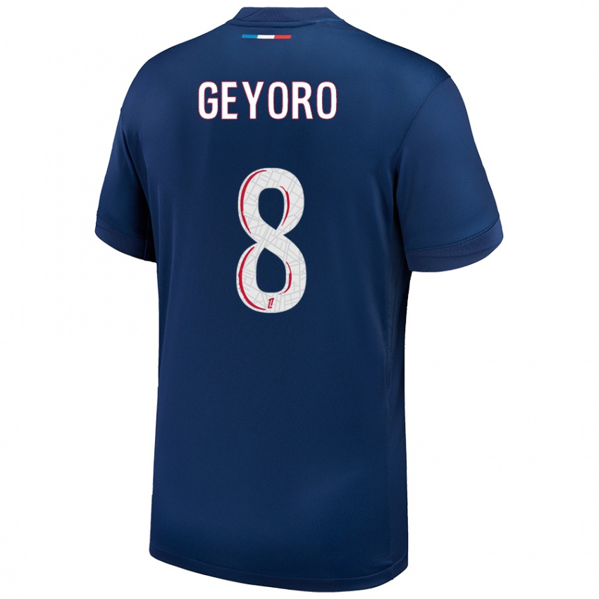 Niño Camiseta Grace Geyoro #8 Azul Marino Blanco 1ª Equipación 2024/25 La Camisa México