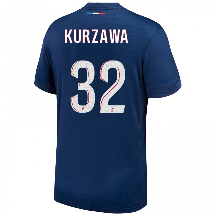 Niño Camiseta Layvin Kurzawa #32 Azul Marino Blanco 1ª Equipación 2024/25 La Camisa México