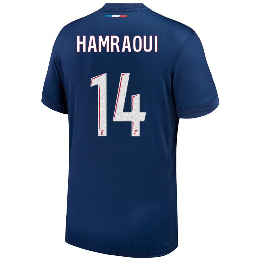 Niño Camiseta Kheira Hamraoui #14 Azul Marino Blanco 1ª Equipación 2024/25 La Camisa México