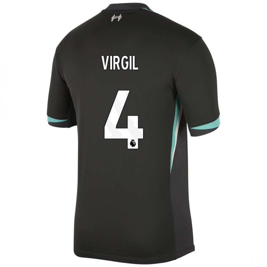 Niño Camiseta Virgil Van Dijk #4 Negro Antracita Blanco 2ª Equipación 2024/25 La Camisa México