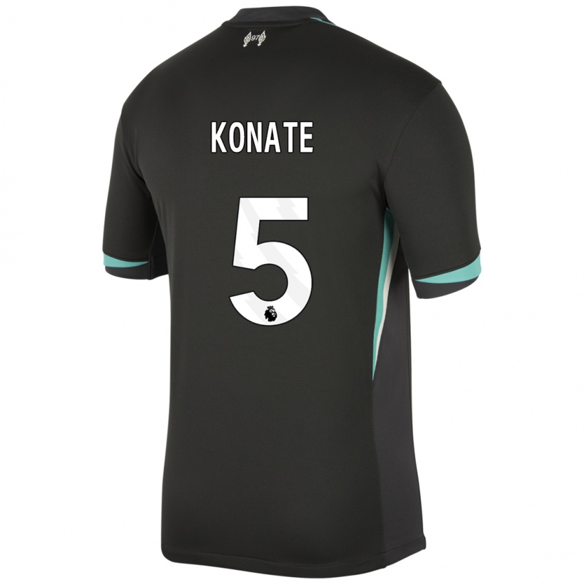 Niño Camiseta Ibrahima Konate #5 Negro Antracita Blanco 2ª Equipación 2024/25 La Camisa México