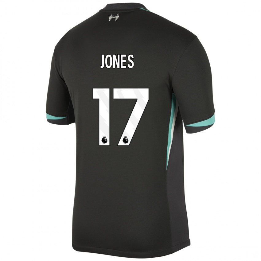 Niño Camiseta Curtis Jones #17 Negro Antracita Blanco 2ª Equipación 2024/25 La Camisa México