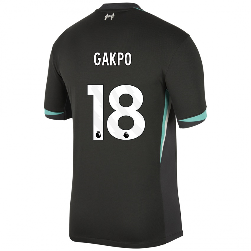 Niño Camiseta Cody Gakpo #18 Negro Antracita Blanco 2ª Equipación 2024/25 La Camisa México