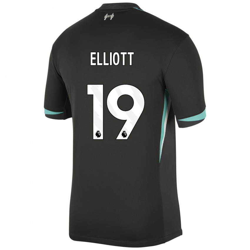 Niño Camiseta Harvey Elliott #19 Negro Antracita Blanco 2ª Equipación 2024/25 La Camisa México