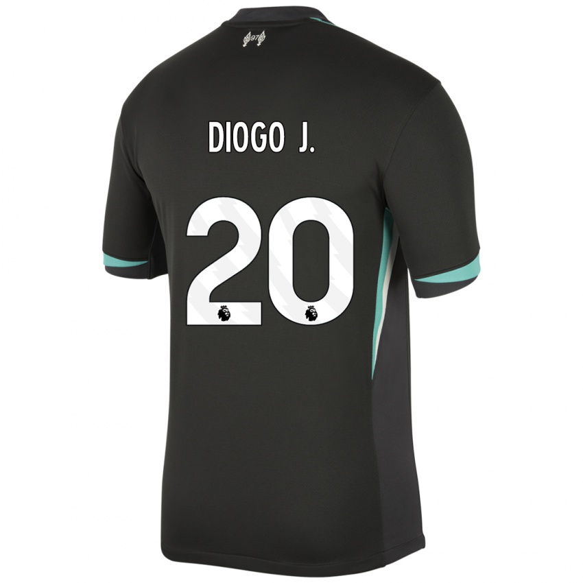 Niño Camiseta Diogo Jota #20 Negro Antracita Blanco 2ª Equipación 2024/25 La Camisa México