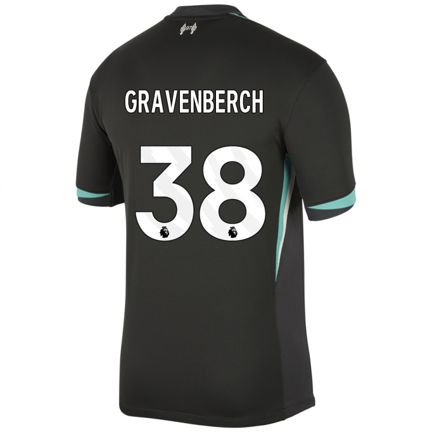 Niño Camiseta Ryan Gravenberch #38 Negro Antracita Blanco 2ª Equipación 2024/25 La Camisa México